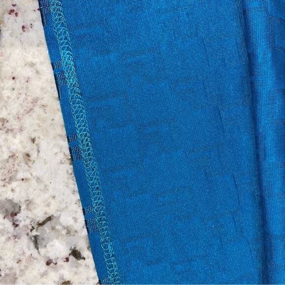 St John | Sport SJ Monogram Fabric Print Blue Swim Skirt w Gold Trim Small EUC - Picture 9 of 10